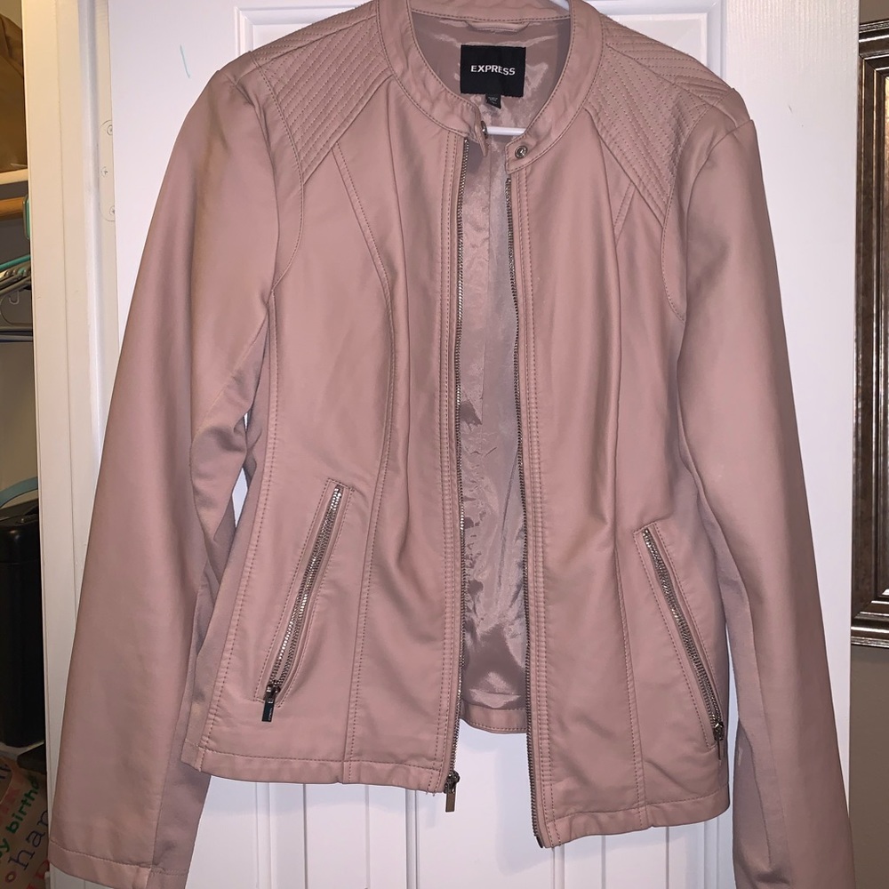 Blush pink leather jacket